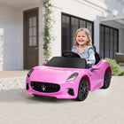 Qaba 12V Maserati Gran Turismo Licensed Electric Car for Kids - Pink-Dual 12V motors provide safe, stable speeds for kids 