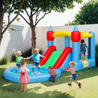 Qaba 4 in 1 Bouncy Castle with Water Slide, Basketball Hoop - 13.6 ft L x 6.7 ft W - Multicoloured-420D+840D Oxford fabric with double stitching for durability 
