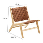 Modway Saoirse Leather Wood Accent Lounge Chair - Natural Brown-Basket Weave Design
