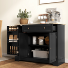 HOMCOM Modern Sideboard Buffet Cabinet with Wood Effect Top & Multi Storage Shelves - Black-Quality MDF with treated surface for easy cleaning