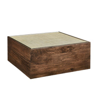 Modway Truett Square Wood Rattan Coffee Table - Walnut-Solid Wood Construction