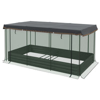 Outsunny Galvanized Raised Garden Bed with Cover - 91" L x 43" W x 43" H - Grey/Green-Raised planting bed with a plant protector netting and shade cloth 