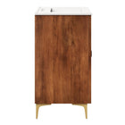 Modway Vernon 30" Fluted Wood Vanity Cabinet With Sink - Walnut/White-Assembly Required