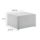 Modway Callum Large 28" Square Woven Heathered Fabric Upholstered Ottoman - Heathered Weave/Light Grey-Dense Foam Padding