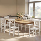 HOMCOM Farmhouse Wood Dining Chairs with Cross Back - White - Set of 4-Colour: White