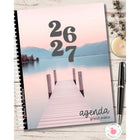 Pomme & Gribouillis General Public Agenda 26-27 Weekly/Monthly Planner - 11-1/2" x 9-1/2" - Nature - French-Each month, you’ll find: a full two‑page calendar, a page to plan your month, one or two notes pages, meal‑planning and grocery‑list pages, as well as dated weekly spreads