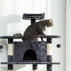 PawHut 79" Large Cat Tree Tower with Scratching Posts and Hammock - Dark Grey-Made of bamboo fiber board for a sturdy construction			 