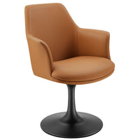 Modway Lippa Swivel Dining Vegan Leather Armchair - Black Tan-Vegan Leather Upholstery