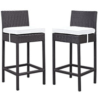 Modway Lift Outdoor Patio Bar Stool - Espresso White - Set of 2-For entertaining or everyday use