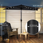 Outsunny Half Patio Umbrella with Solar LED Lights and Crank - 9' - Black-This patio umbrella canopy swivels 30° left and right for all-day shade