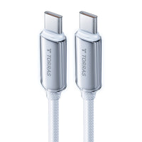 Torras Iceflow 60W USB-C Fast Charging Cable - 79" - White-Nickel alloy coated port, great resistance against bending and cracks