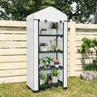 Outsunny 27" x 20" x 65" Portable Greenhouse with 4 Tier Shelves and Wheels - White- 4 tiers inside for convenient plant placement
 