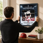 Frameworth Carolina Hurricanes 2026 Stanley Cup Champions: Sebastian Aho Ice Design PhotoGlass Framed Photo - 18" W x 22" H-Finished size 18x22 inches: Vertical framed display sized for living rooms, offices, fan caves, and sports rooms