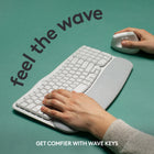 Logitech Wave Keys Wireless Ergonomic Keyboard with Cushioned Palm Rest - Off White-Type in comfort all day long: The wavy design of this compact keyboard places your hands, wrists and forearms in a natural typing position