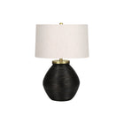 Monarch Specialties 25" H Contemporary Table Lamp - Black Concrete / Ivory / Cream Shade-Bring some warmth and brightness to your home with this stylish 25"h contemporary table lamp in an elegant jar shape base with a black concrete texture of fine lined ridges, topped with an ivory linen drum shade and round gold finial