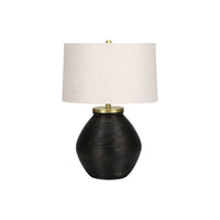 Monarch Specialties 25" H Contemporary Table Lamp - Black Concrete / Ivory / Cream Shade-Bring some warmth and brightness to your home with this stylish 25"h contemporary table lamp in an elegant jar shape base with a black concrete texture of fine lined ridges, topped with an ivory linen drum shade and round gold finial