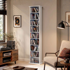 HOMCOM 9-Tier Slim DVD Media Storage Cabinet with Adjustable Shelves - White-Anti-tipping strap enhances safety and stability 