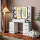 HOMCOM Makeup Vanity Desk with Mirror and Lights - 43.3" L x 15.7" W x 55.1" H - White-Touch sensor controls allow easy adjustments of light settings 