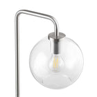 Modway Silo Glass Globe Glass and Metal Floor Lamp - Satin Nickel-Dimmable (Switch Not Included)