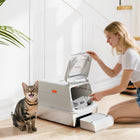 PawHut XL Stainless Steel Cat Litter Box with Lid and Flip Cover-Flip-top lid design allows for quick scooping without removing the top 