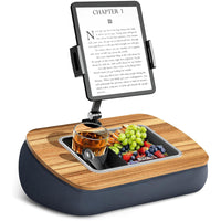 ShoppingAll Adjustable Tablet Holder Cushion Pillow Stand with Snack Bowl - Grey-Universal Device Compatibility - Supports 4.7”-13” Kindles, iPads, Tablets, Smartphones, and even laptops up to 14”, perfect for reading, studying, or streaming.