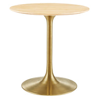 Modway Lippa 28" Round Wood Dining Table - Gold Natural-Modern Dining Table
