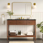 Modway Zaire 48" Single Sink Bathroom Vanity - Walnut/Black-Metal Handle Pulls