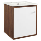 Modway Transmit 18" Wall-Mount Bathroom Vanity - Walnut/White-Assembly Required