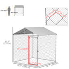 PawHut Covered Dog Kennel for Small and Medium Dogs - 6.6' x 6.6' x 7.8' - Silver-Heavy-duty galvanized steel 