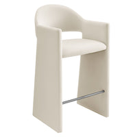 Modway Talia 41" Performance Velvet Bar Stool - Alabaster-Stain-Resistant Performance Velvet
