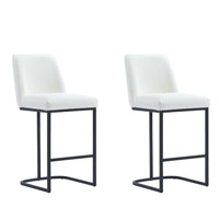 Manhattan Comfort Serena 17.71" Modern Leatherette Upholstered Counter Stool - White - 2 Pack-Modern Counter Stool with Backrest Perfect for Bar and Kitchen Use - Set of 2