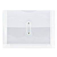 JAM Paper Plastic Envelopes with Button and String Tie Closure, Index Booklet, 5.25 x 7.5, Clear Poly, 24 Pack (920B1clg)-Clear