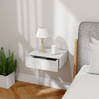HOMCOM Floating Nightstands with Drawer - White - Set of 2-Reliable particleboard with melamine surface ensures easy cleaning