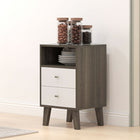 HOMCOM Nightstand with 3 Drawers and Open Storage - Grey - Set of 2-Drawer metal sliding rail ensures smooth operation