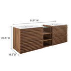 Modway Render 62" Wall-Mount Double Sink Bathroom Vanity - Walnut/White-Ceramic Sinks With 8" Centerset
