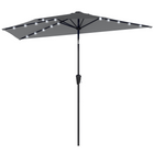 Outsunny Half Patio Umbrella with Solar LED Lights and Crank - 9' - Dark Grey-The half-round design fits flush against walls, suitable for small patios or balconies
