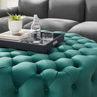 Modway Amour Tufted Button Large Round Performance Velvet Ottoman - Teal-Durable Stain-Resistant Fabric