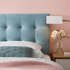 Modway - Lily Biscuit Touffé Performance Velvet Tête de lit complète, Bleu clair-Touffe élégante de biscuits