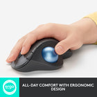 Logitech Ergo M575 Wireless Optical Trackball Mouse - Black-Track precisely with great cursor control on any surface and easy thumb-operated trackball and adjust the cursor speed with Logitech Options software