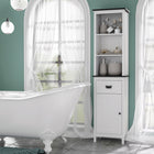 Kleankin Tall Freestanding Bathroom Linen Cabinet with Drawer - White-Colour: White 