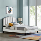 Modway Daisy Performance Velvet Queen Platform Bed - Light Grey-Wood Slat Support System
