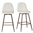 Homy Casa Modern 26'' Counter Bar StoolsBeige Fabric with Walnut Metal Legs - 2 Pack-Mid-Century Modern Design: Stylish beige fabric upholstery paired with walnut-finished metal legs for a classic look.