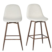 Homy Casa Modern 26'' Counter Bar StoolsBeige Fabric with Walnut Metal Legs - 2 Pack-Mid-Century Modern Design: Stylish beige fabric upholstery paired with walnut-finished metal legs for a classic look.