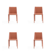 Manhattan Comfort Paris 18" Modern Faux Leather Upholstered Dining Chair - Clay - Set of 4-Modern Dining Chair Perfect for Dining and Home Office Use. Set of 4