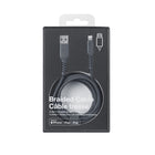 Basic Tech 6 foot Lightning Braided Cable - Charcoal-Includes organization strap