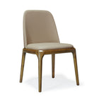 Manhattan Comfort Courding 20.9" Modern Faux Leather Upholstered Dining Chair - Tan and Walnut - Set of 2-Simplistic Clean Design