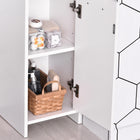 HOMCOM Slim Bathroom Storage Cabinet with Two Doors and Adjustable Shelf - White-Easy to clean melamine surface    