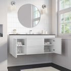 Modway Render 48" Wall-Mount Bathroom Vanity - White/Black-Full-Extension Drawers