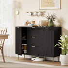 HOMCOM 47.2" L Sideboard Buffet Cabinet - Black-Three drawers and two cabinets offer ample storage for utensils
