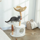 PawHut 40" Cat Tree with Real Wood Posts-The soft cushion is machine washable, ensuring a clean and cozy space 